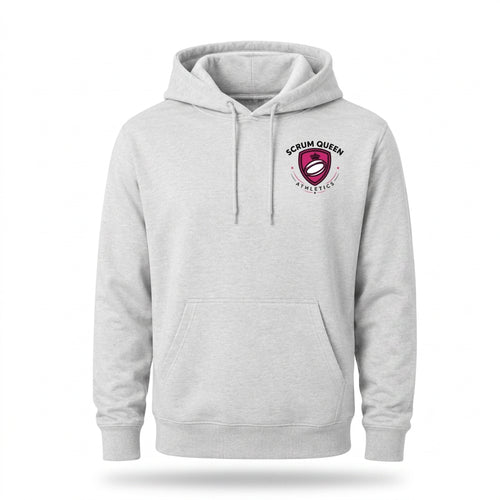 Own The Pitch Hoodie — Heather Grey front with both sleeves fully visible