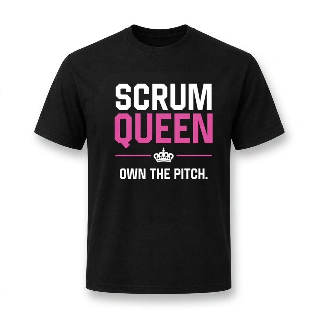 Own The Pitch Tee — Black front with both sleeves fully visible