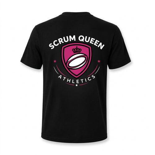 Crest Tee — Black back with both sleeves fully visible
