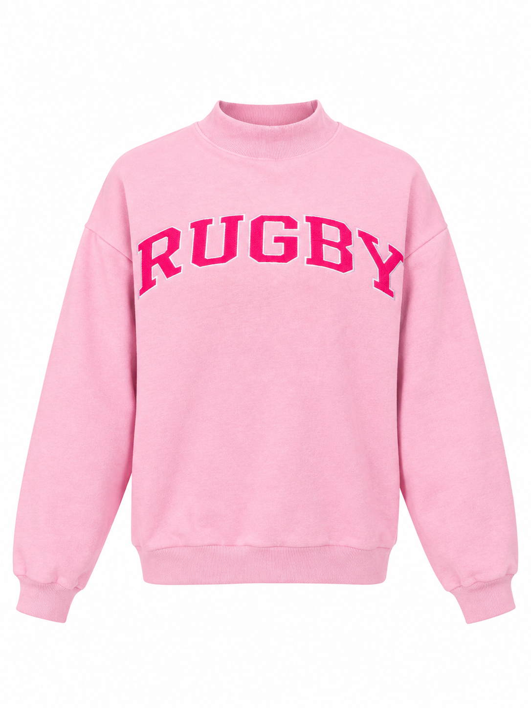 Pink Rugby Mock Neck